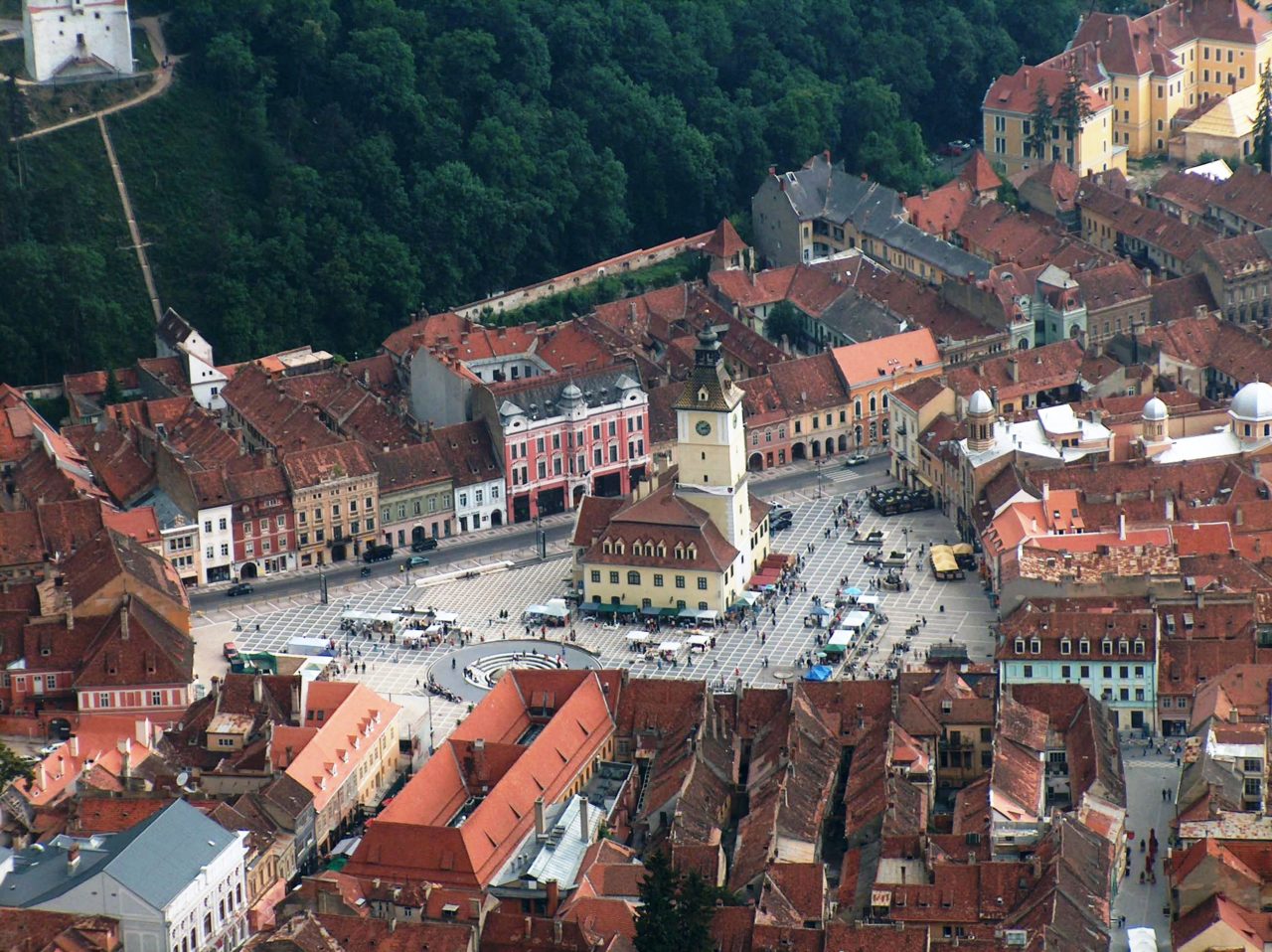 Aerial view of Brasov -aerial Dracula tours from Brasov